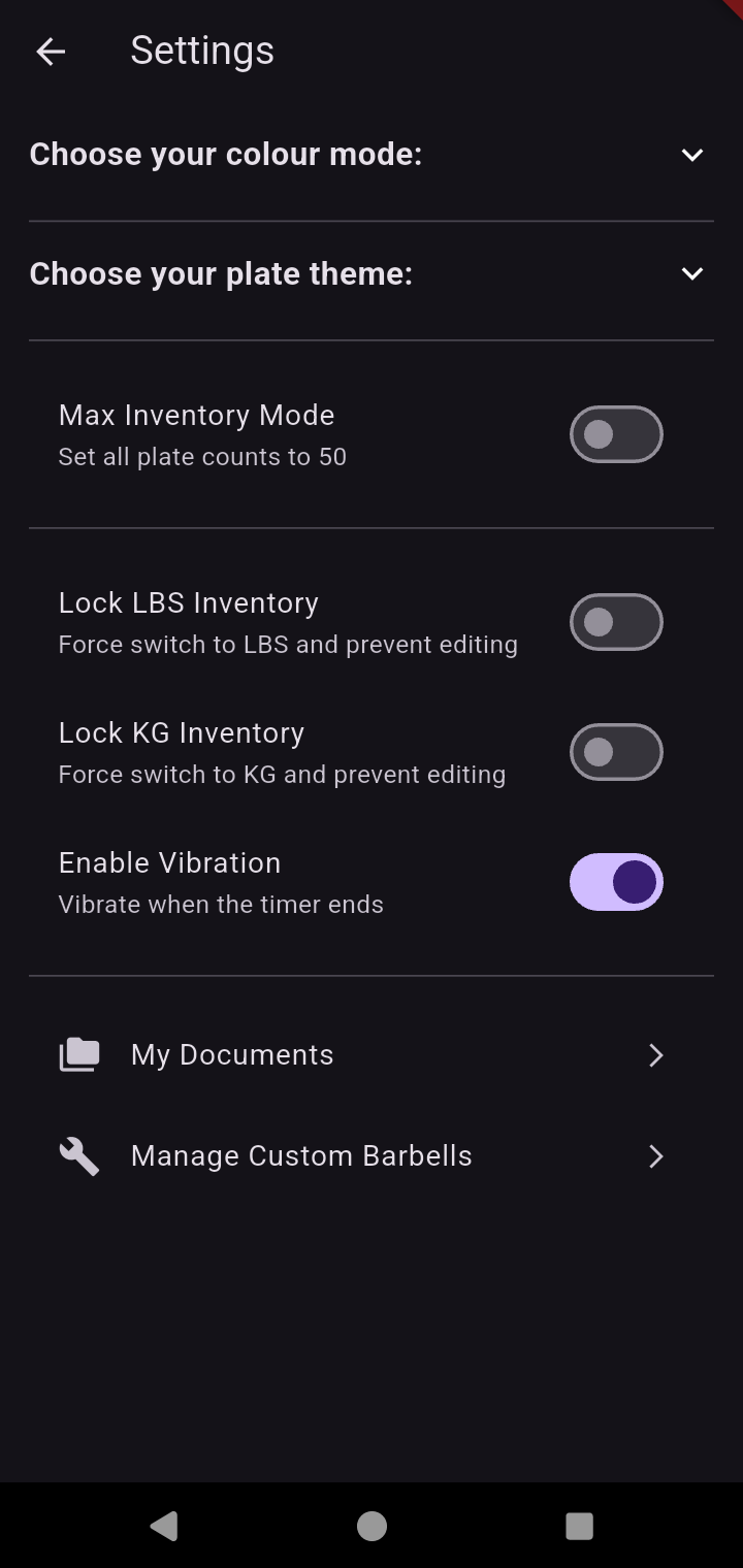 Settings Screen